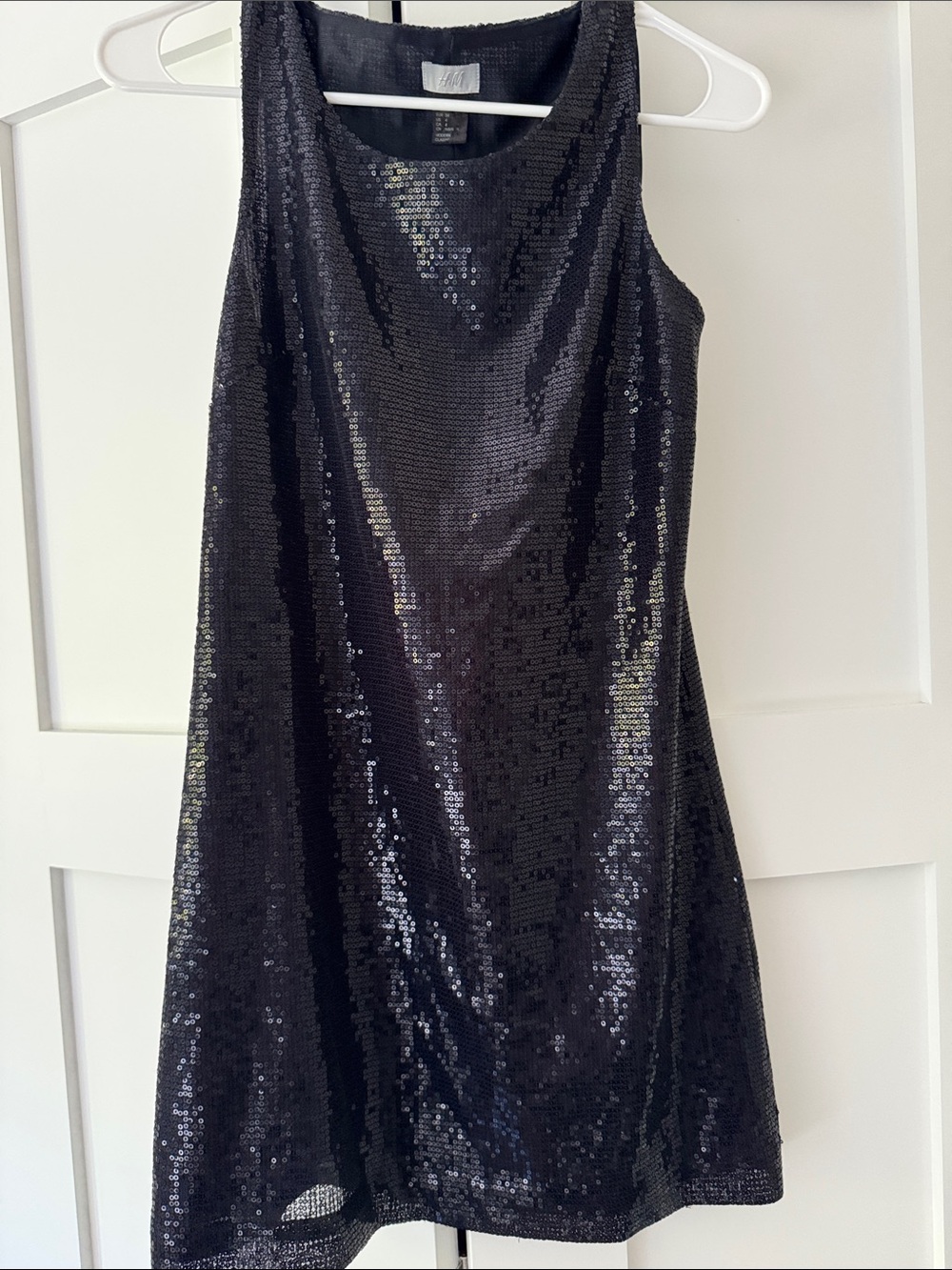 H&M Black Sequin Sleeveless Shift Dress Disco dress.